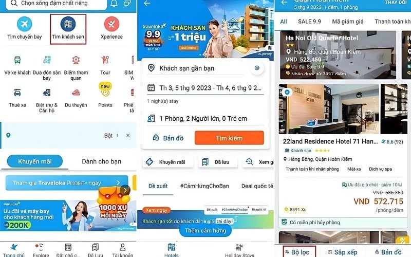 Cách tìm nhà nghỉ gần đây bằng Traveloka