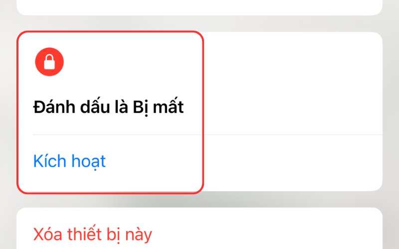 Bật chế độ đánh dấu là Bị mất