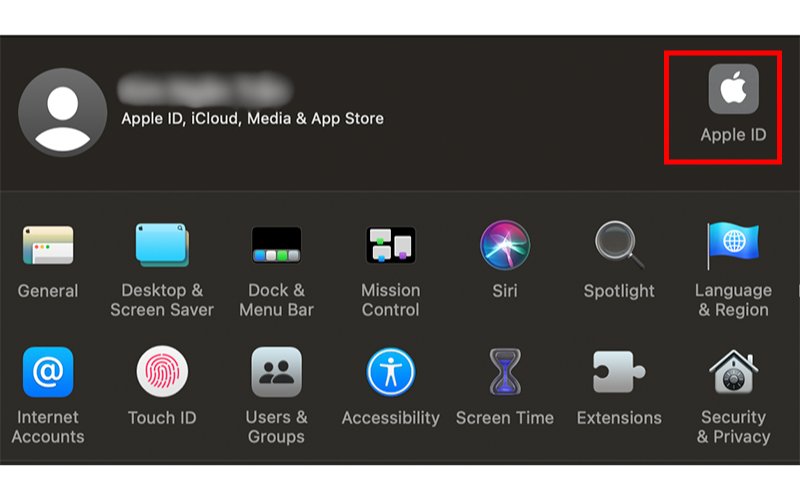 Chọn mục Apple ID