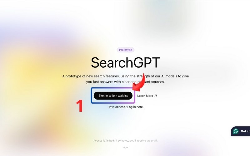 Đăng lý Waitlist tại website SearchGPT