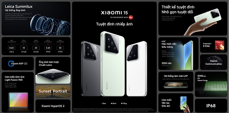Xiaomi 15 có nhiều tính năng nổi bật