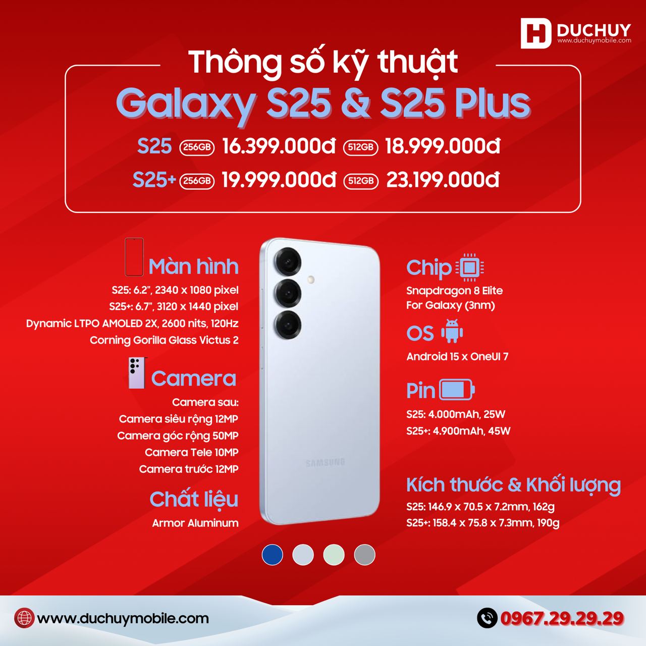 Thông số cấu hình Galaxy S25, Galaxy S25 Plus chi tiết