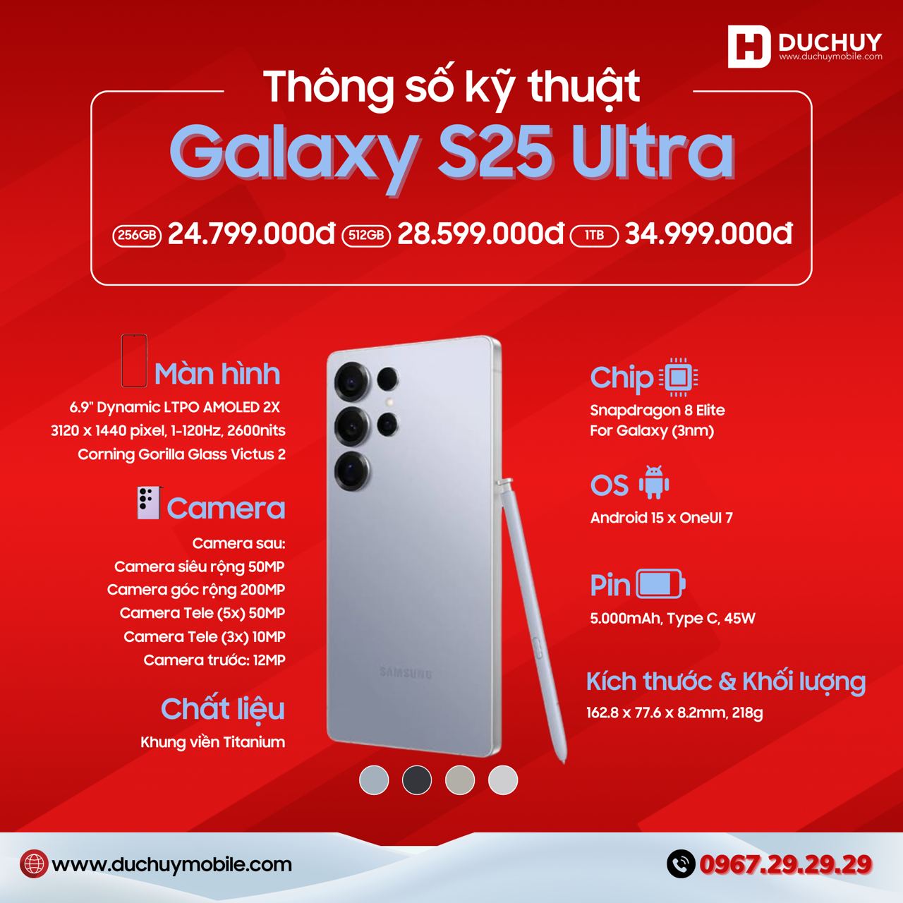 Thông số cấu hình Galaxy S25 Ultra thuộc hàng TOP