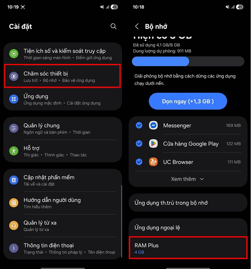 Bật mở rộng RAM ảo trên Galaxy A36