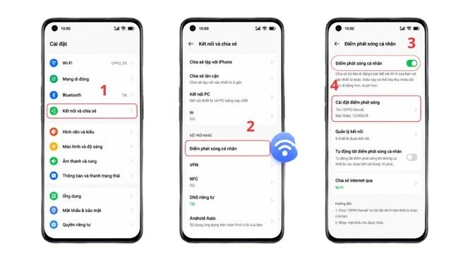 cách phát 4G trên điện thoại OPPO