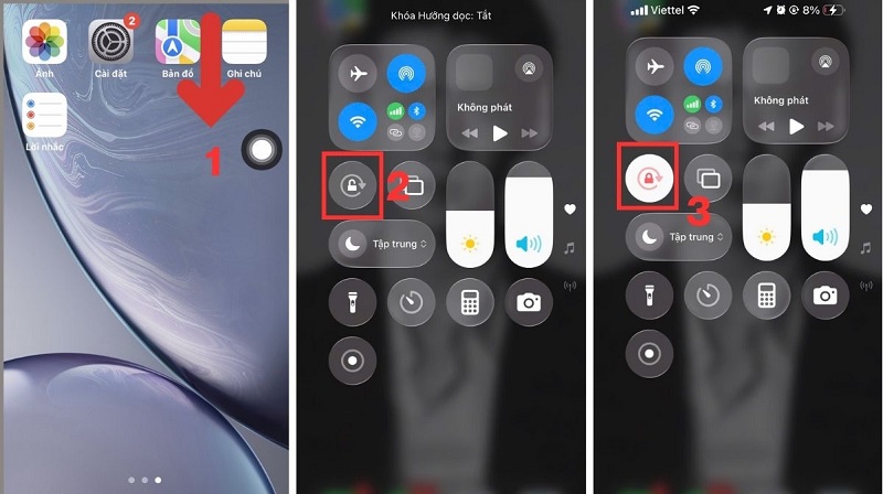 Cách tắt xoay màn hình iPhone không có nút Home