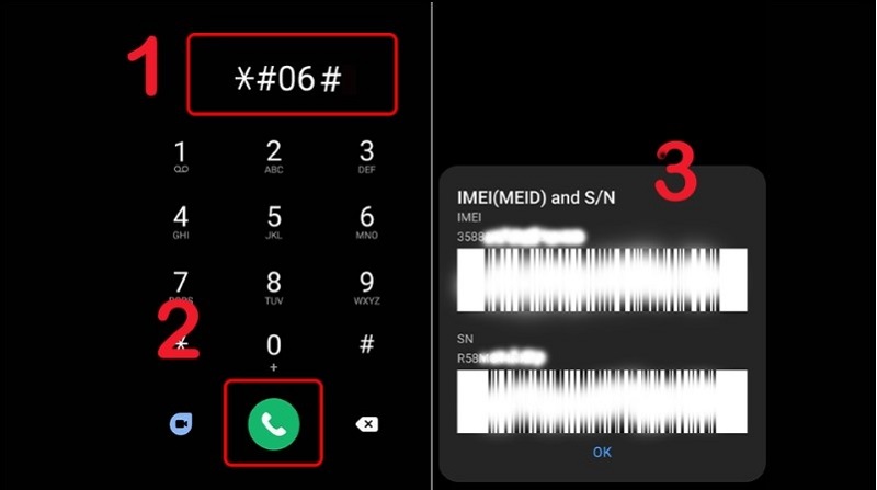 Check IMEI Samsung bằng mã #06#