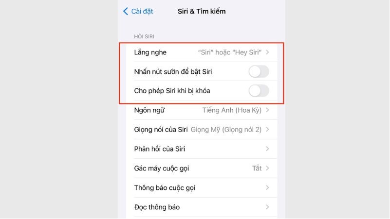 Cho phép Siri khi bị khóa