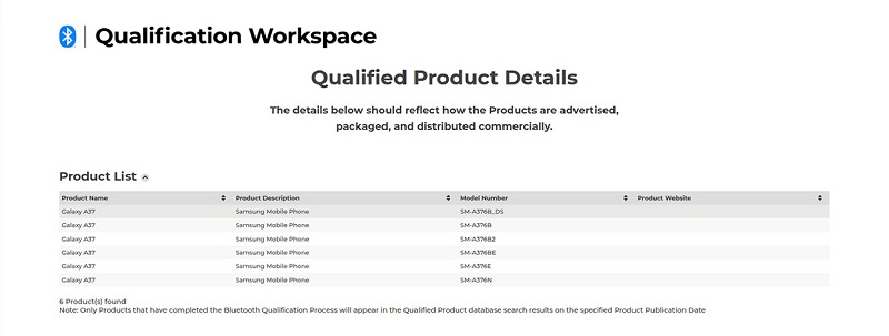Samsung Galaxy A37 đạt chứng nhận Bluetooth