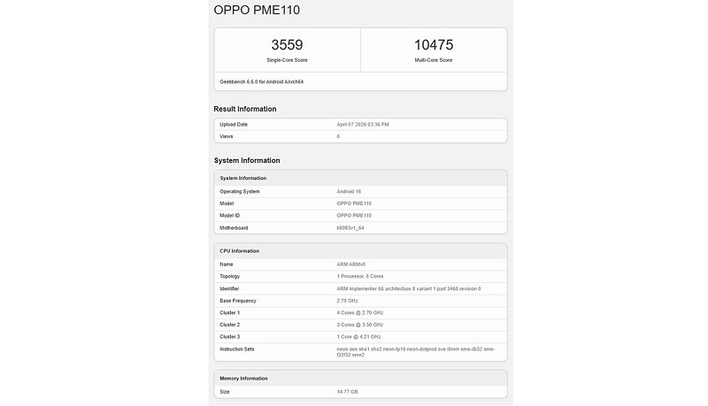 OPPO Find X9s Pro lộ hiệu năng ấn tượng trên Geekbench