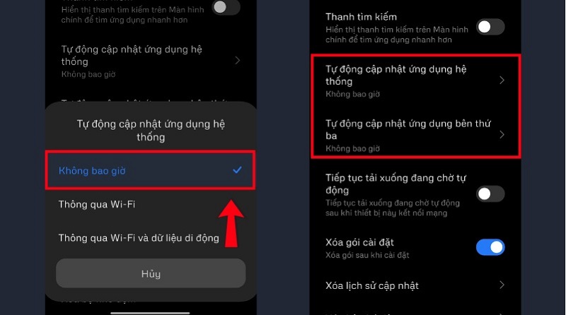 bạn chuyển tùy chọn sang “Không bao giờ” 