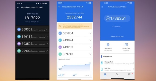 Điểm Antutu và Geekbench 6 của OPPO Find N5