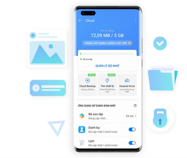 Huawei ID hỗ trợ sao lưu và bảo mật thông tin với 5GB