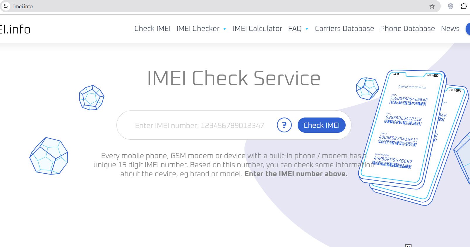 Kiểm tra xuất xứ OPPO qua website imei.info.