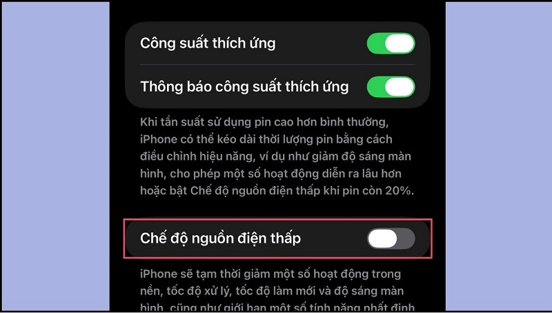 Gạt công tắc sang trạng thái tắt
