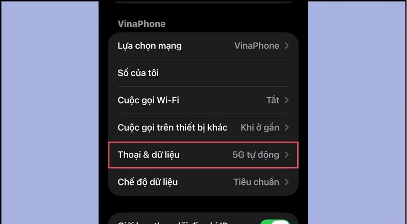 Chọn Thoại & dữ liệu
