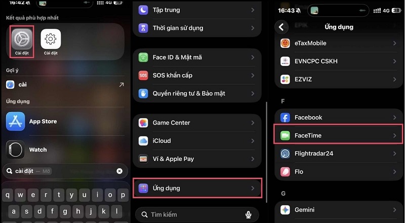 kiểm tra lại FaceTime để xem tài khoản