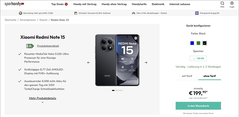 Giá bán Redmi Note 15 4G hấp dẫn chỉ hơn 6 triệu
