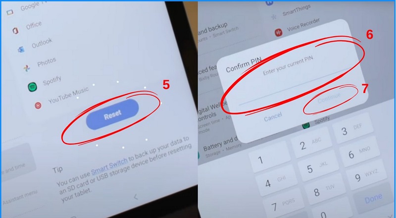 Kiểm tra kỹ các thông tin cảnh báo, nhấn Reset