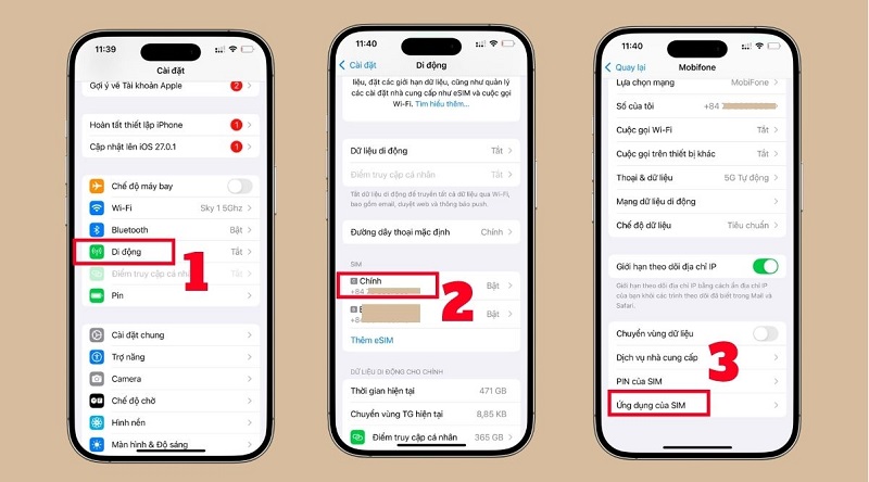 Truy cập ứng dụng Cài đặt trên iPhone, sau đó chọn Di động.