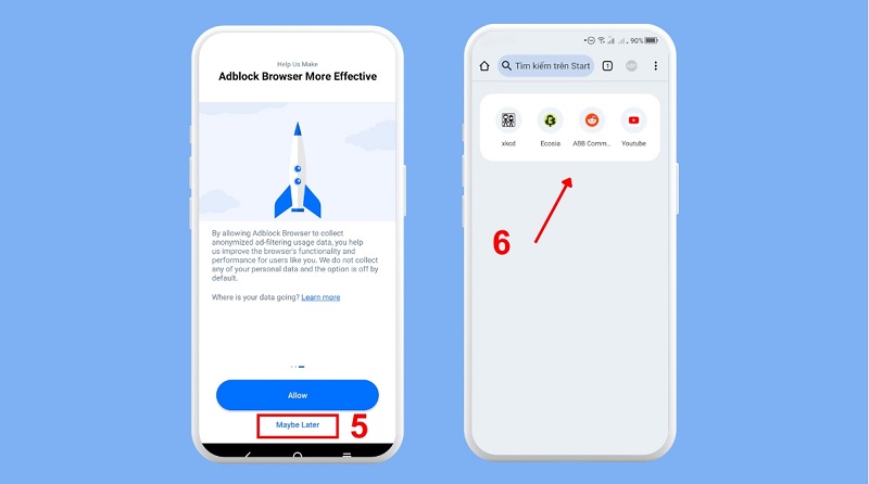 chọn Maybe later để bỏ qua thiết lập nhanh