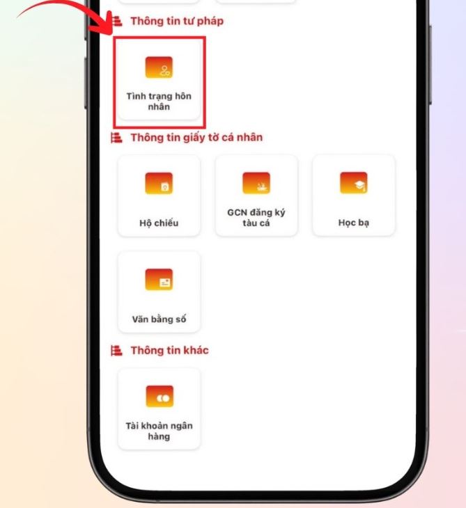 Chọn mục tình trạng hôn nhân