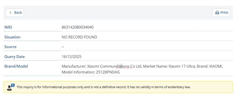 Xiaomi 17 Ultra quốc tế xuất hiện trên IMEI