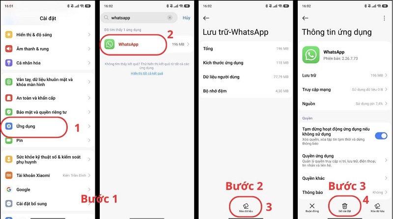 xóa hoàn toàn dữ liệu WhatsApp trên Android