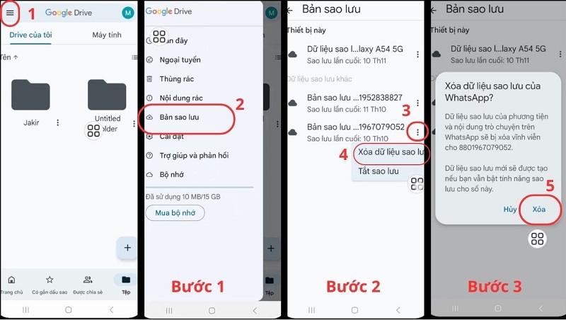 xóa hoàn toàn dữ liệu WhatsApp trên Google Drive
