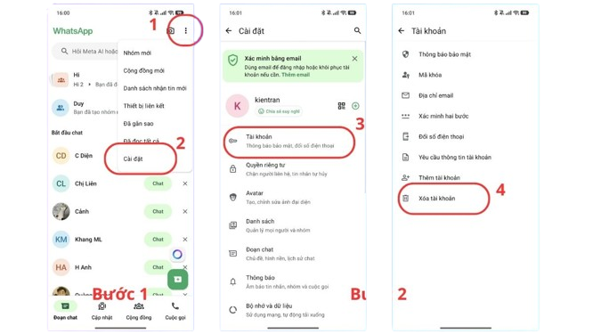 cách xóa tài khoản WhatsApp trên Android