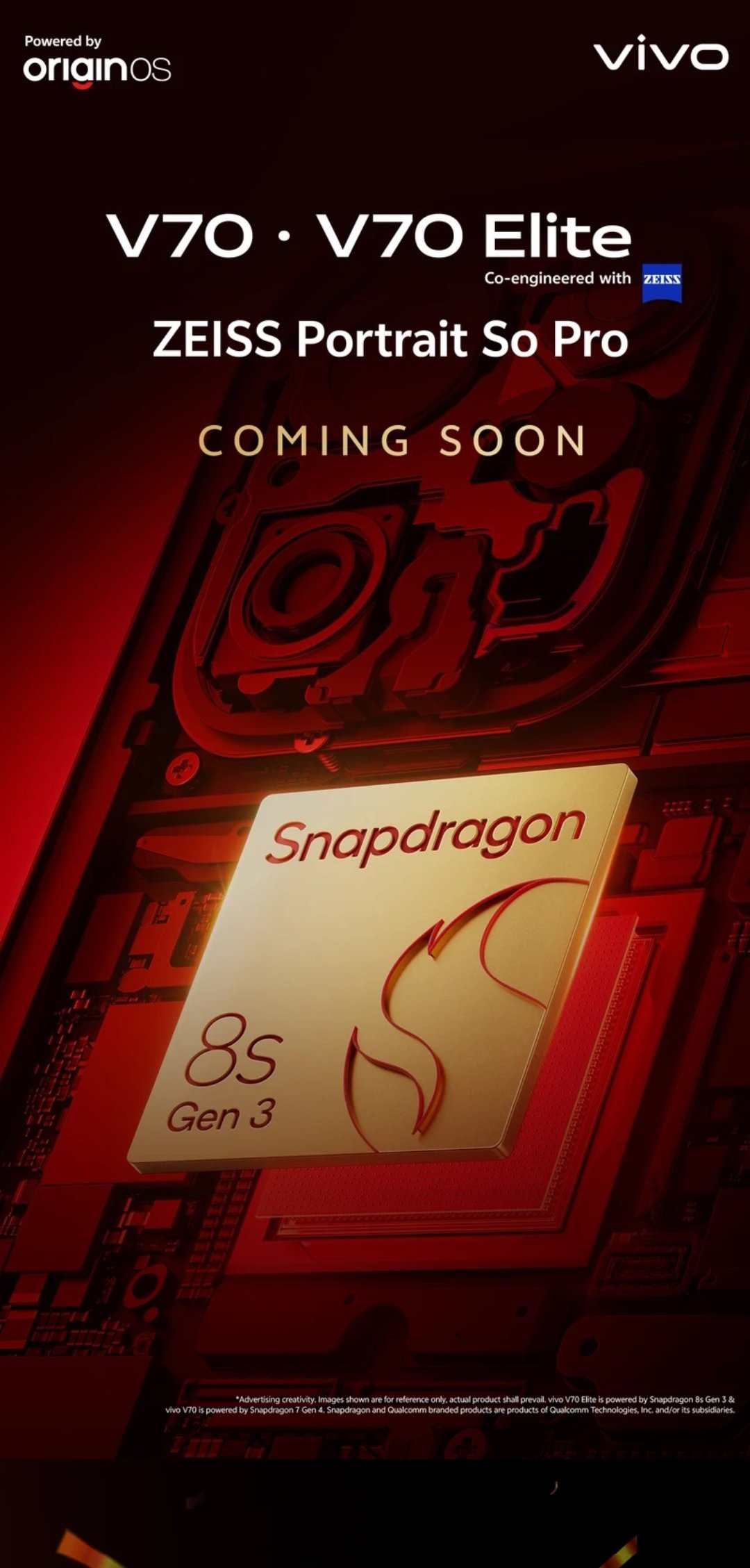 vivo V70 Elite trang bị vi xử lý Snapdragon 8s Gen 3 (4nm) 