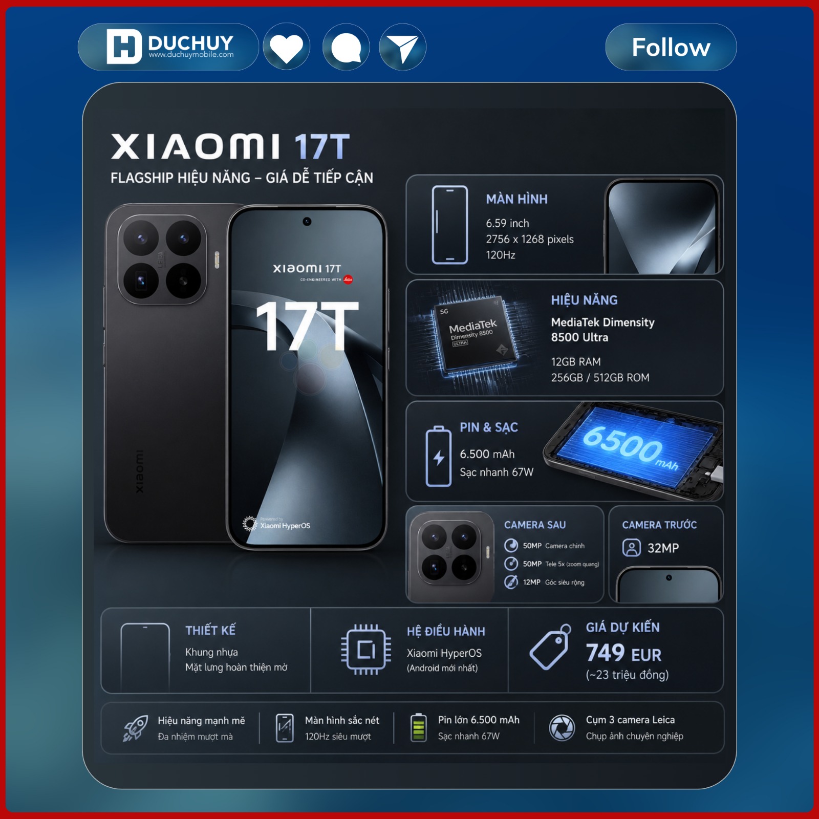 toàn bộ thông tin cấu hình Xiaomi 17T