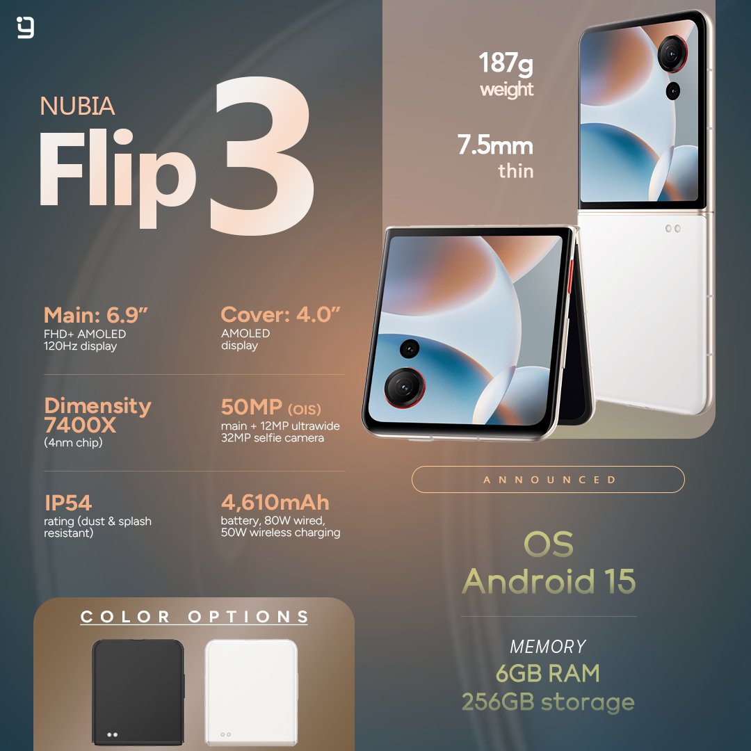 Nubia Flip 3 được trang bị chip MediaTek Dimensity 7400X