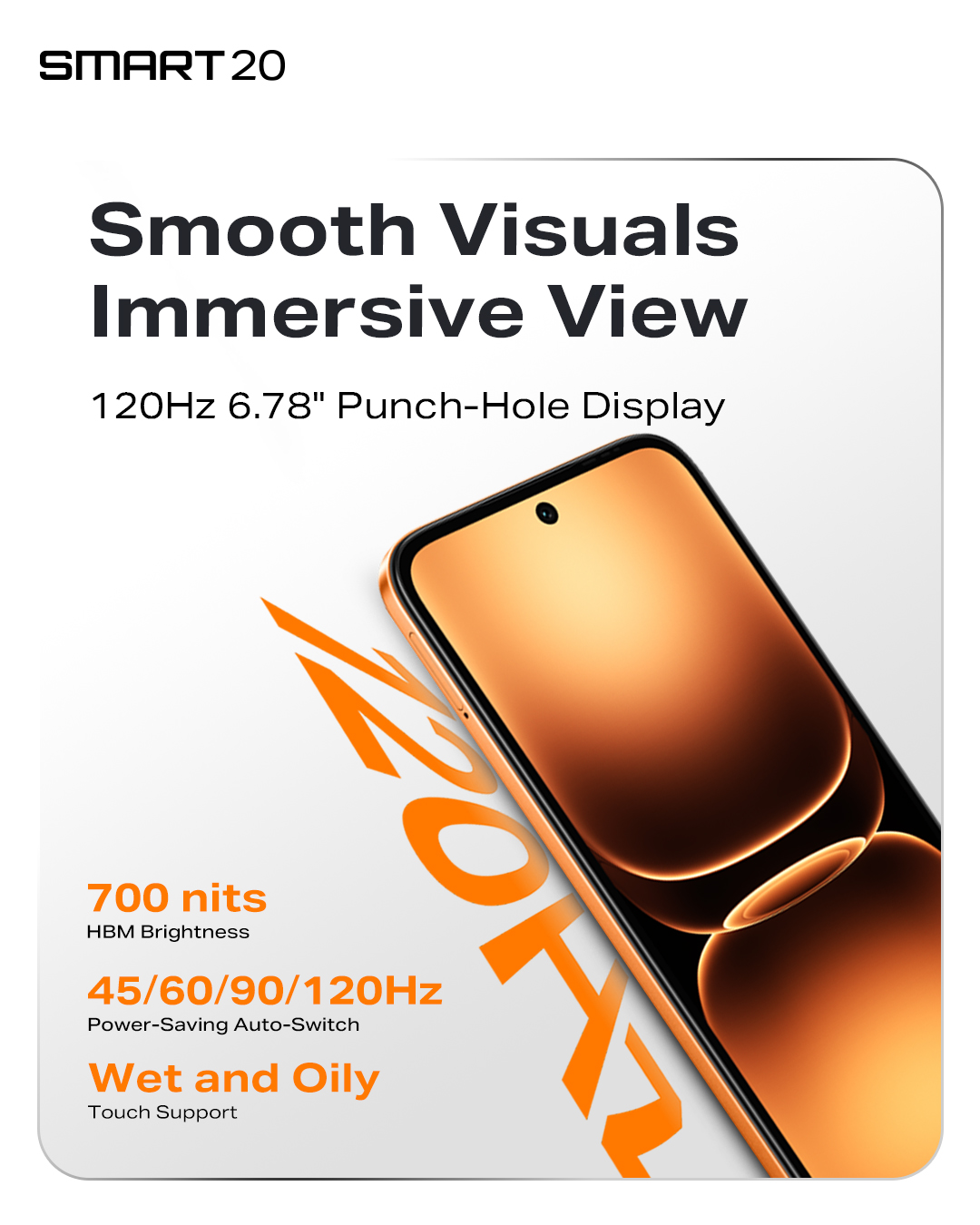 Infinix Smart 20 trang bị màn hình IPS LCD kích thước 6.78 inches