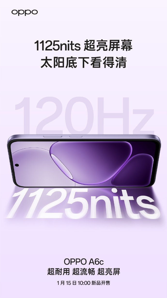 Oppo A6c có màn hình IPS LCD, kích thước 6.75 inch