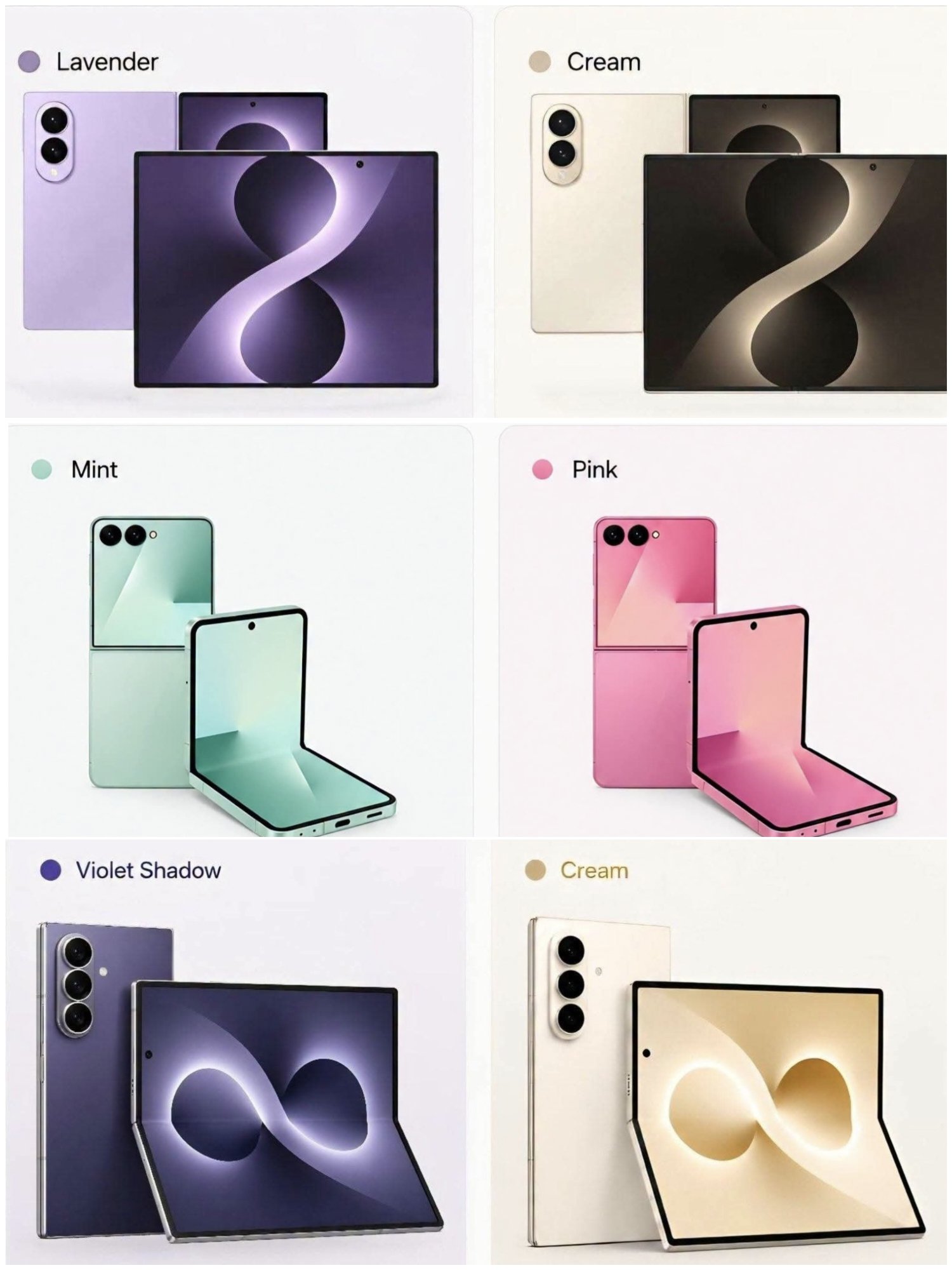 Galaxy Z Fold8 Ultra dự kiến có 3 màu tiêu chuẩn gồm trắng, đen, tím