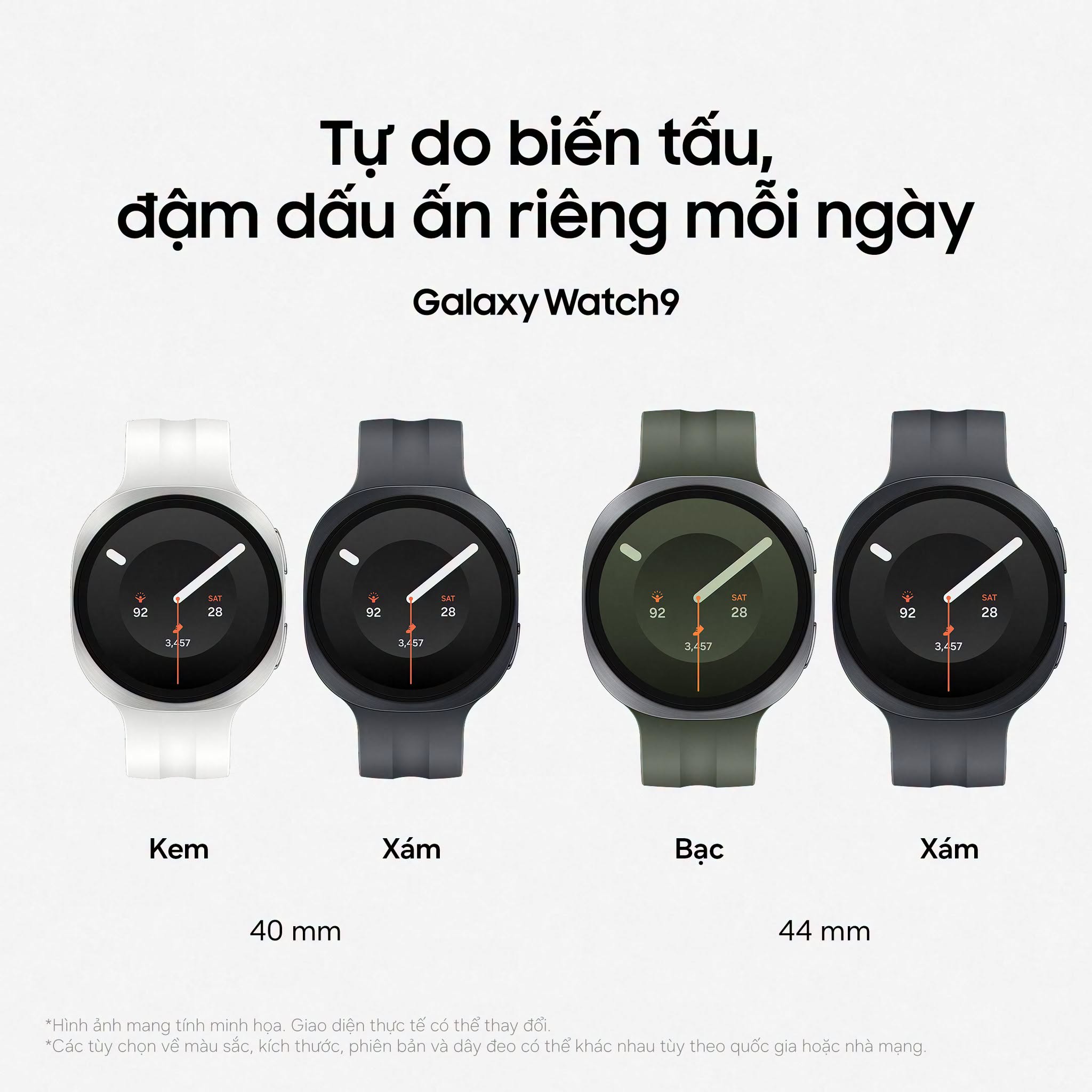 Samsung Galaxy Watch 9 có 2 phiên bản 40mm và 44mm