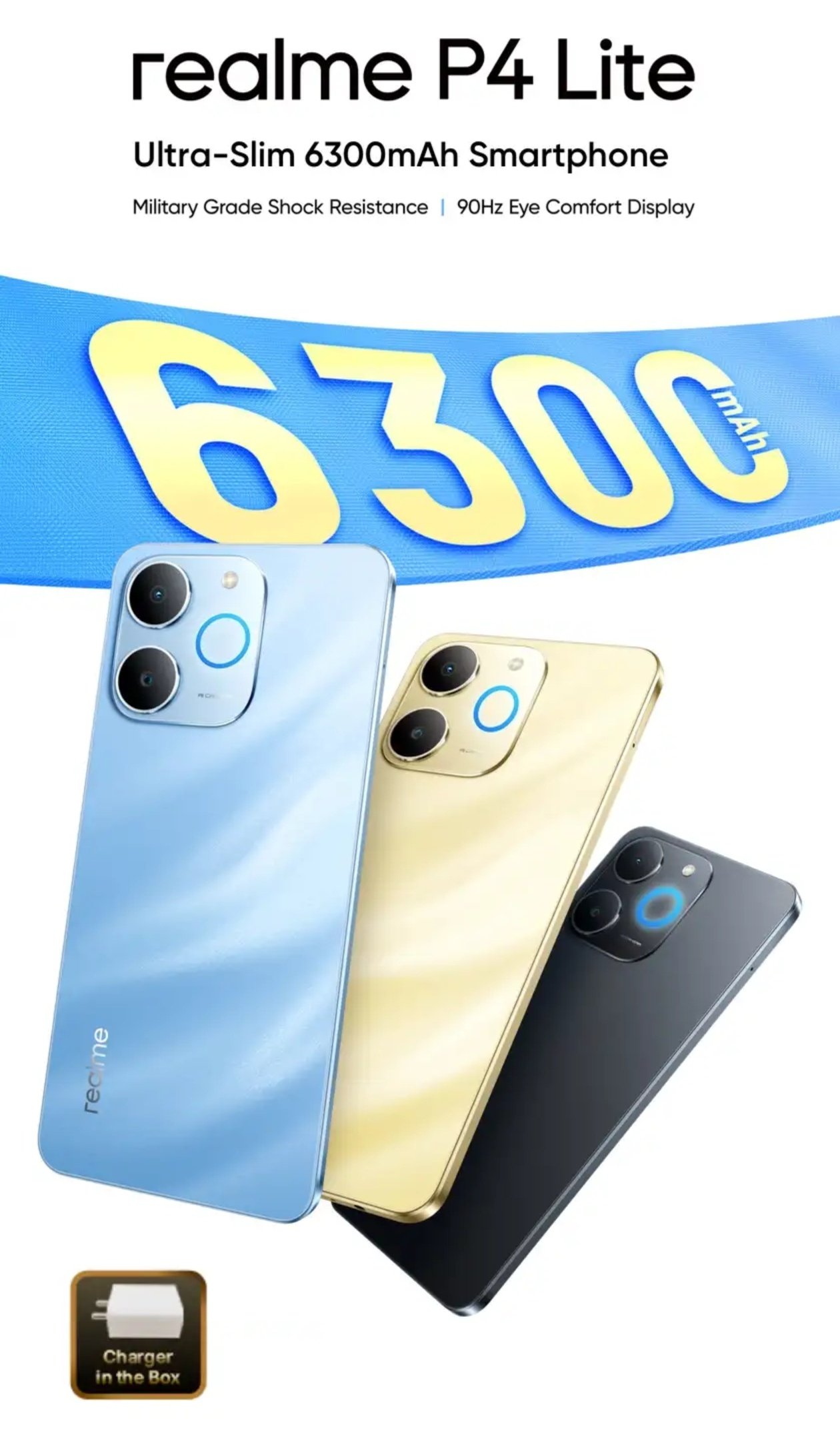 Realme P4 Lite trang bị viên pin có dung lượng là 6300mAh