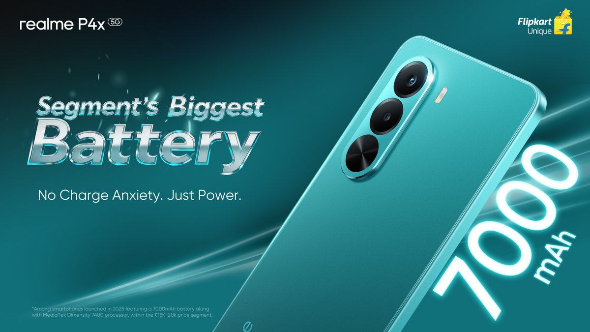 Realme P4x 5G có viên pin dung lượng là 7000 mAh