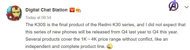 redmi k30s sắp ra mắt dùng chip Snapdragon 865, pin 5000mAh