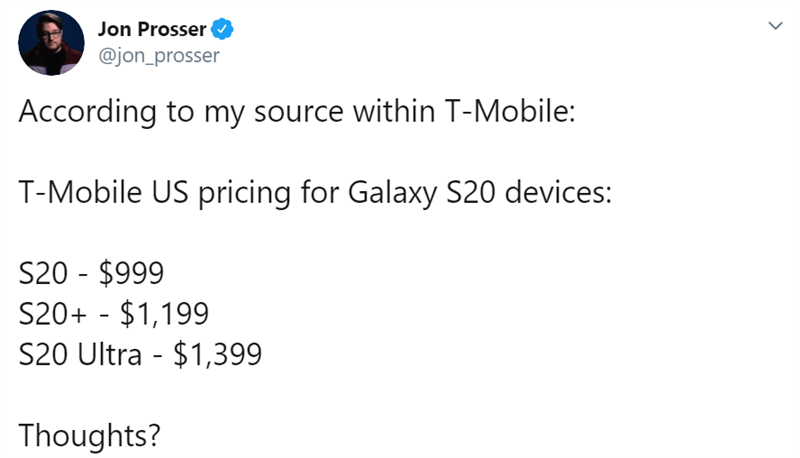 Giá bán Galaxy S20 tại T-Mobile