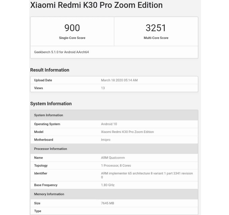 Redmi K30 Pro Zoom Edition thông số