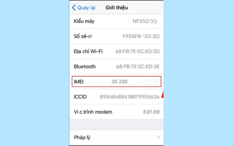 Kiểm tra iCloud bằng số IMEI bước 2