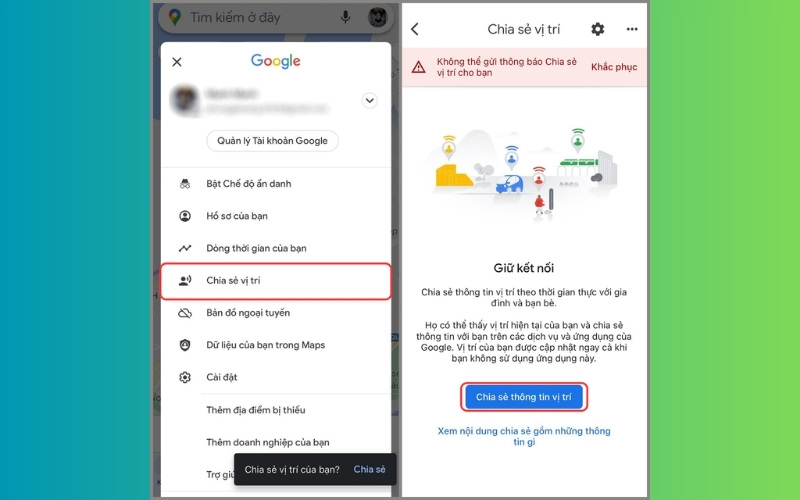 Chia sẻ vị trí hiện tại cho bạn bè