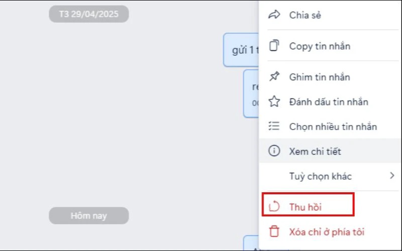 Cách sửa tin nhắn Zalo đã gửi bằng máy tính