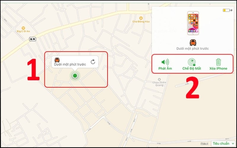 Các tùy chọn điều khiển iPhone từ xa qua tính năng Tìm