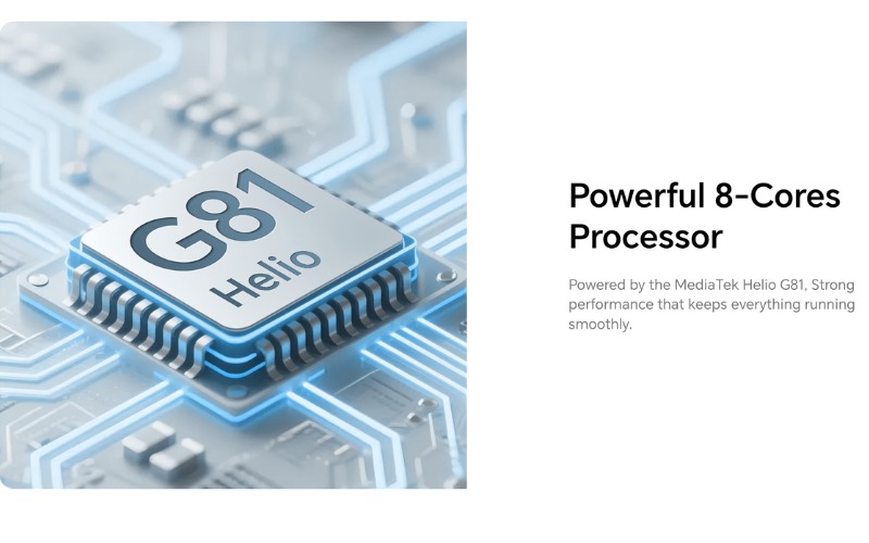 Chip Helio G81 và bộ nhớ 128GB