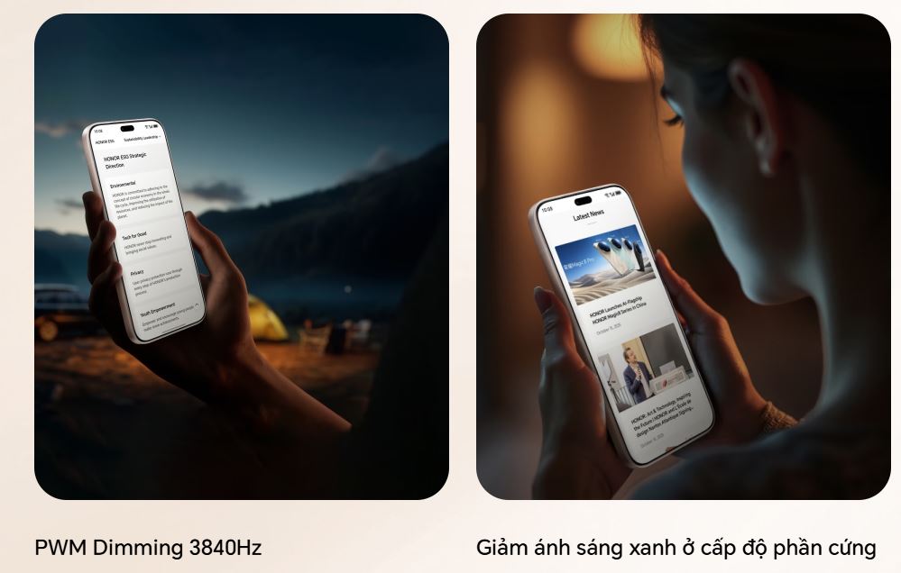  Màm hình Honor 600 Lite có công nghệ PWM Dimming 3840 Hz bảo vệ mắt