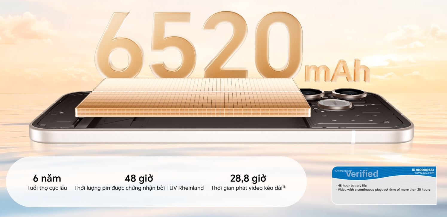 HONOR 600 Lite được trang bị viên pin dung lượng 6.520 mAh