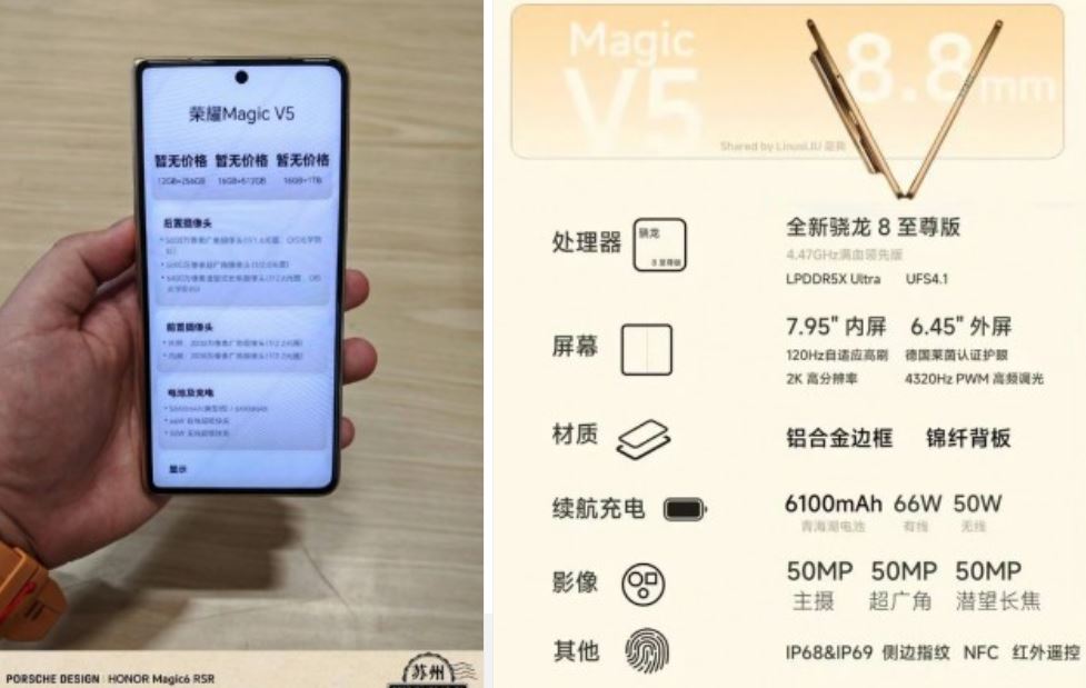 Honor Magic V5 có thông số cấu hình mạnh mẽ